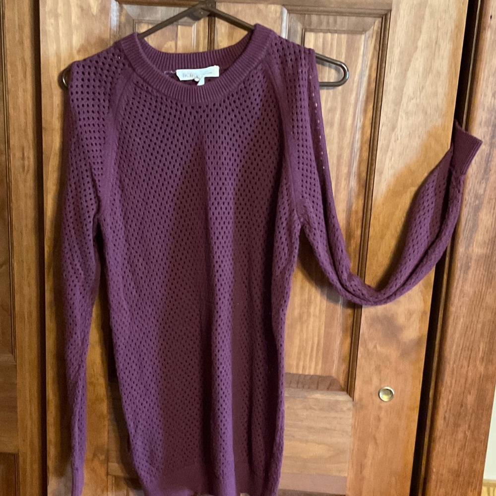 BCBG Open Knit Sweater in Plum
